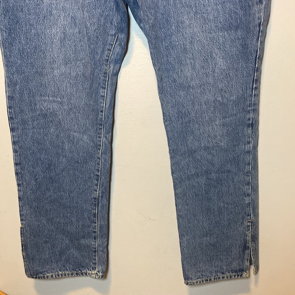 Good American Good Boy Straight Jeans Women’s 15 Blue Medium Wash Denim Slit Hem - Picture 5 of 17
